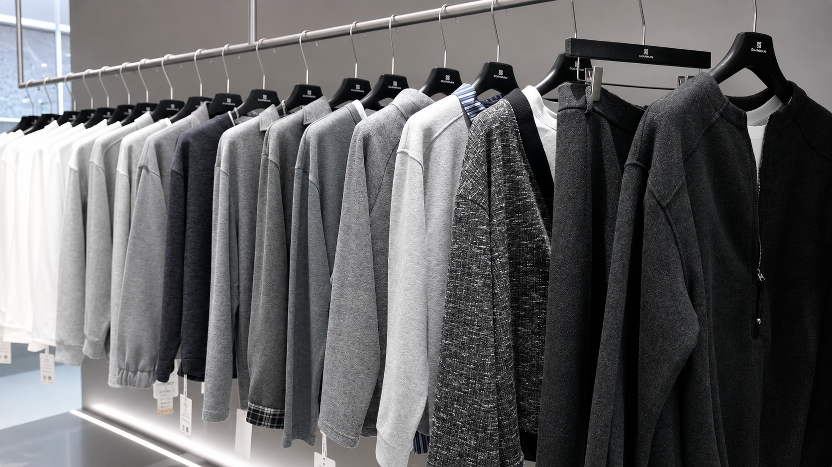 Premium knitwear display in showroom